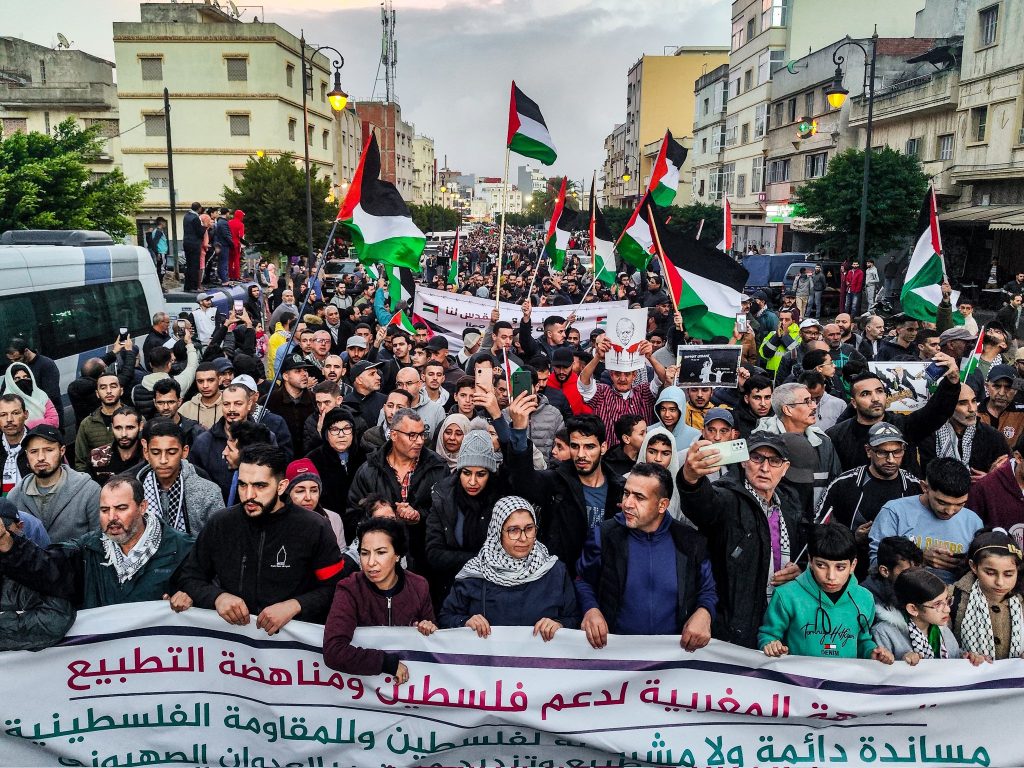 manifestación propalestina en Marruecos