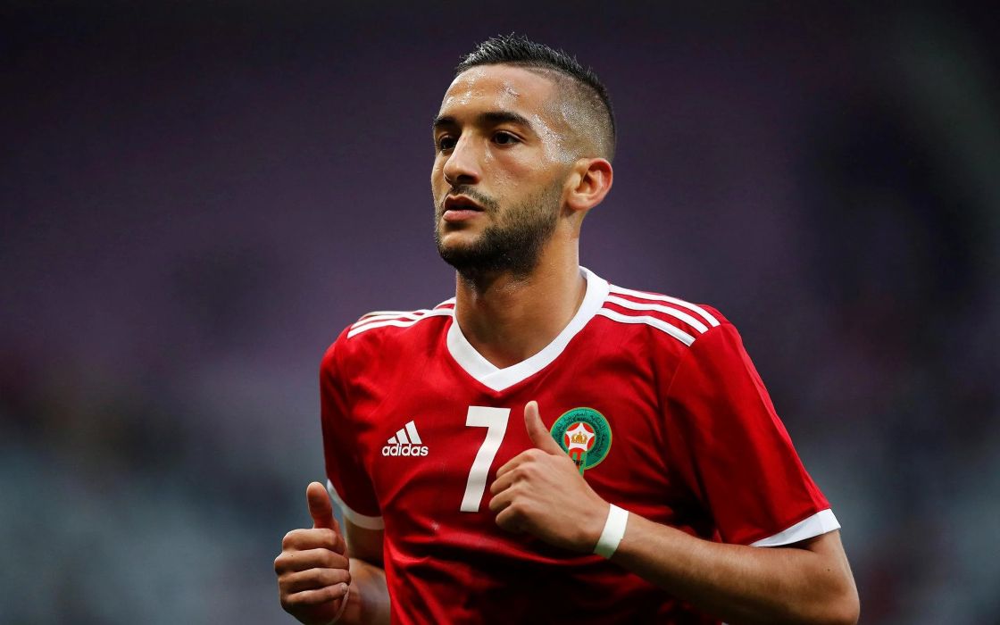 Hakim Ziyech con la camiseta de Marruecos Hakim Ziyech con la camiseta de Marruecos